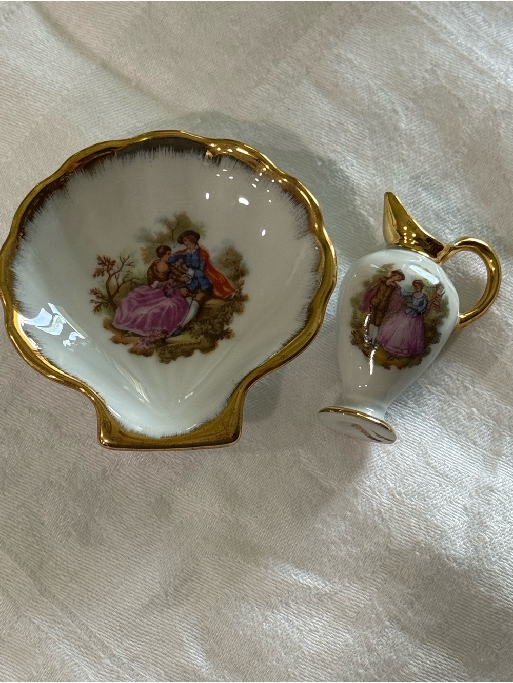 Limoges miniature dish and miniature vase.